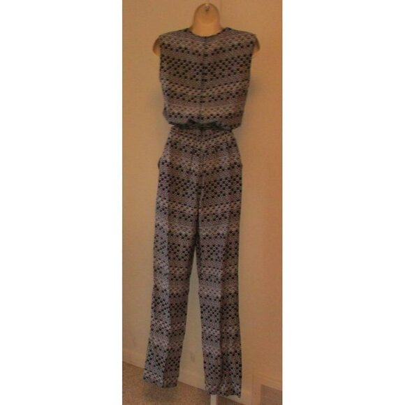 DVF Diane von Furstenberg Rawena Moroccan Ditsy Midnight Jumpsuit silk new 8 - Picture 5 of 6